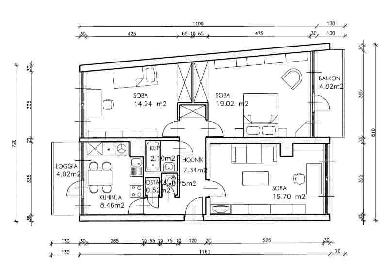 3-sobni stan, Trešnjevka kod Cibone, 70 m2 (iznajmljivanje)