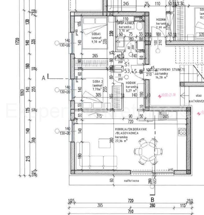 Trogir,2-soban stan 70 m2 sa velikom terasom,,novogradnja,1.kat (prodaja)