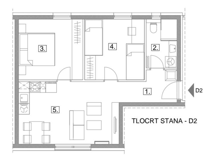 ZagrebDubrava Trosoban stan viskokvalitena novogradnja 59,88 m2 (prodaja)
