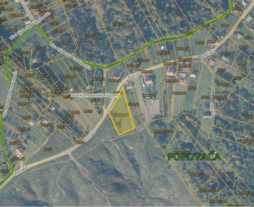 Zemljište, prenamjena, Popovača, Ribnjača, Gornja Vlahinićka, 2308 m2