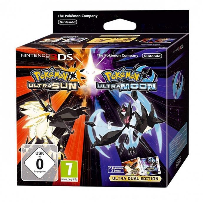 Pokemon Ultra Sun& Moon Steelbook Edition Dual Pack 2/3DS novo,račun