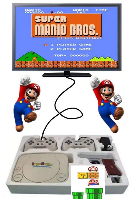 Igraća konzola sa ugrađenim igricama (Super Mario, Contra, Tenkici itd