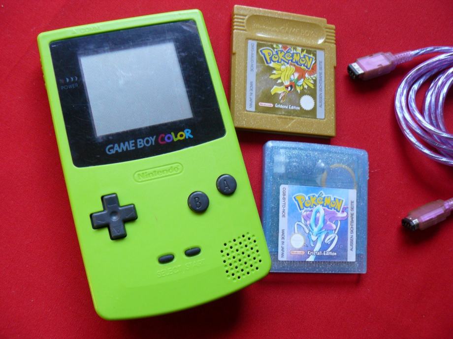 Nintendo Game Boy (GameBoy) Color + 2 x Pokemon + GameLink kabl
