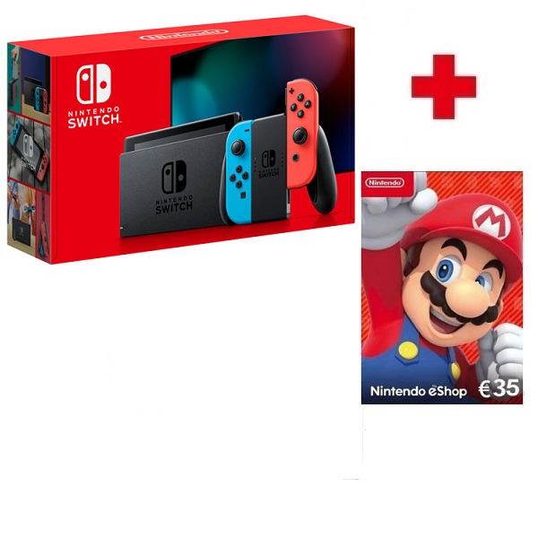Nintendo Switch crven/plavi V2+eShop card 35 EUR,novo u trgovini,račun