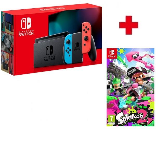 Nintendo Switch Neon Crveni/Plavi Joy-Con V2 + Splatoon 2,novo,račun