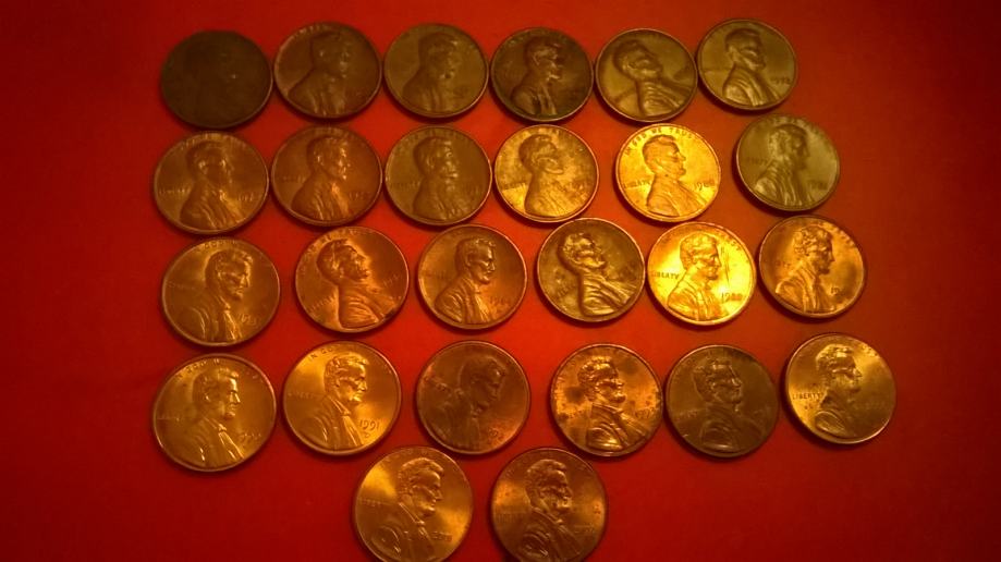26 komada kovanica 1 cent USA razlicite godine