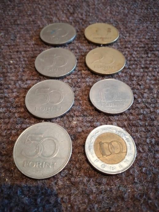 8 kovanica Mađarskih forinta raznih godina u kompletu mogu zamjene