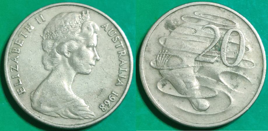 Australia 20 cents, 1968