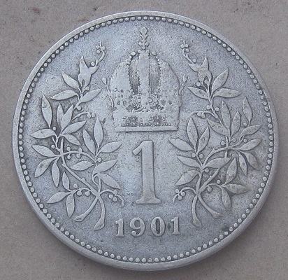AUSTRIA 1 CORONA 1901 Silver