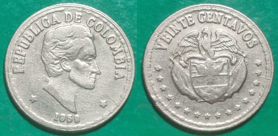 Colombia 20 centavos, 1959 ****/