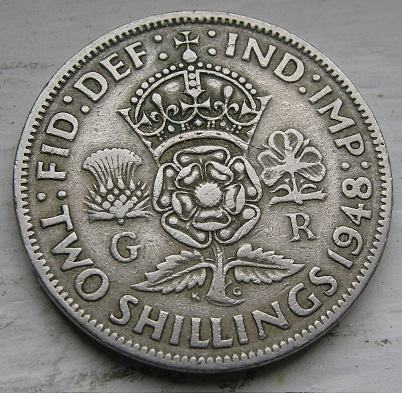 GREAT BRITAIN 1 FLORIN (Two Shillings) 1948