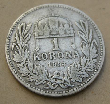 HUNGARY 1 KORONA 1894 Silver