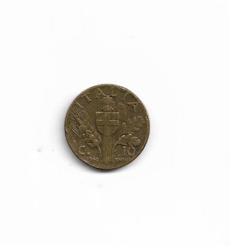 Italy 10 cent 1940 R XVIII