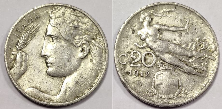 Italy 20 centesimi, 1912