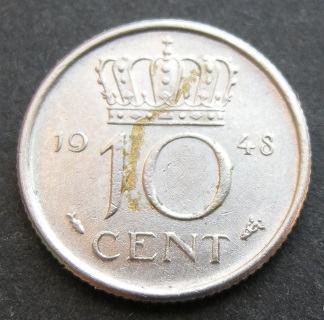 NETHERLANDS 10 CENTS 1948