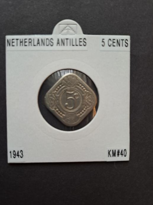 Nizuzemski Antili (Netherlands Antilles) 5 Cents 1943