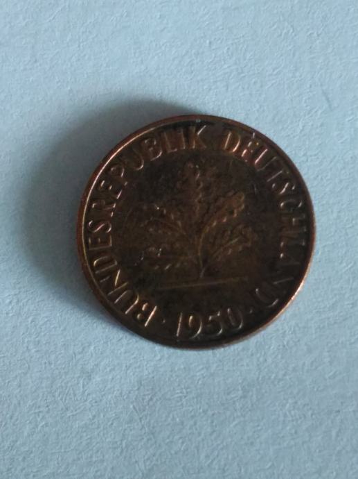 Njemačka, 1 pfennig  1950 D