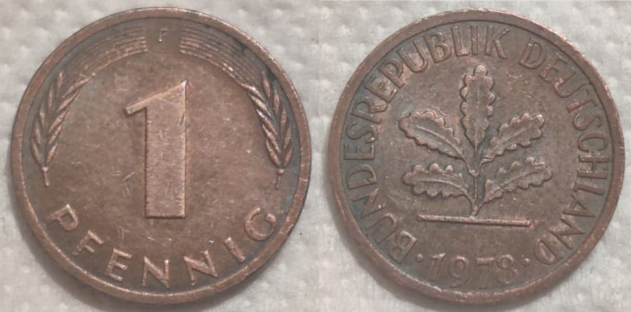 Germany 1 pfennig, 1978 "F" - Stuttgart ***/