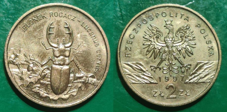 Poland 2 zlote, 1997 Stag-beetle ****/