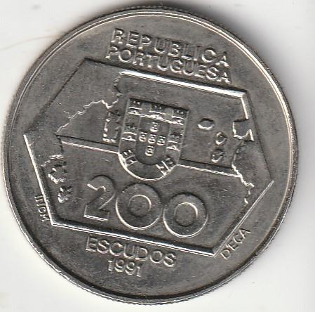PORTUGAL 200 ESCUDOSA 1991 coper-njkal b 1