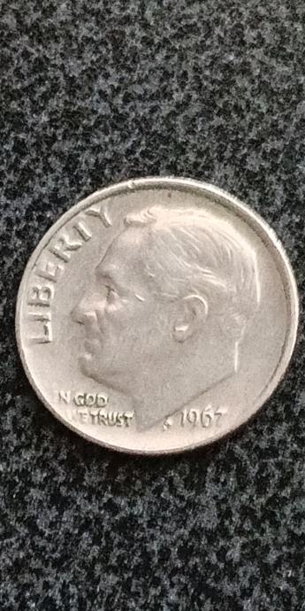 Roosevelt 1 Dime/Cent USA, 1967