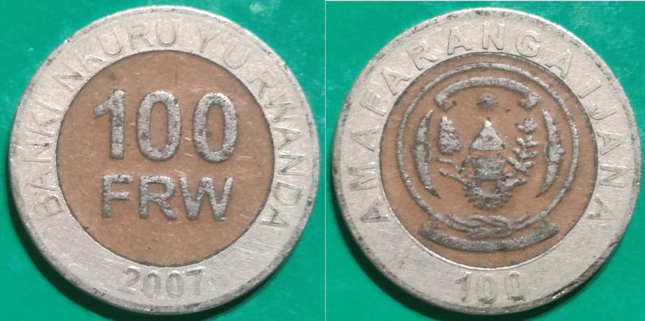 Rwanda 100 francs, 2007 +/