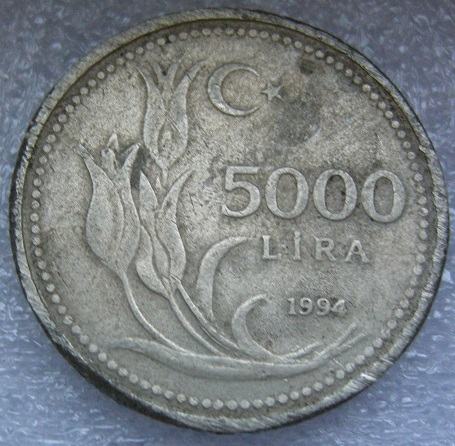 TURKEY 5000 LIRA 1994