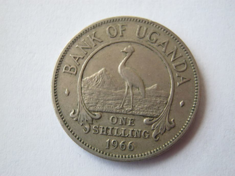 Uganda 1 shilling 1966.(1966.-1975.) Crested crane bird KM#5