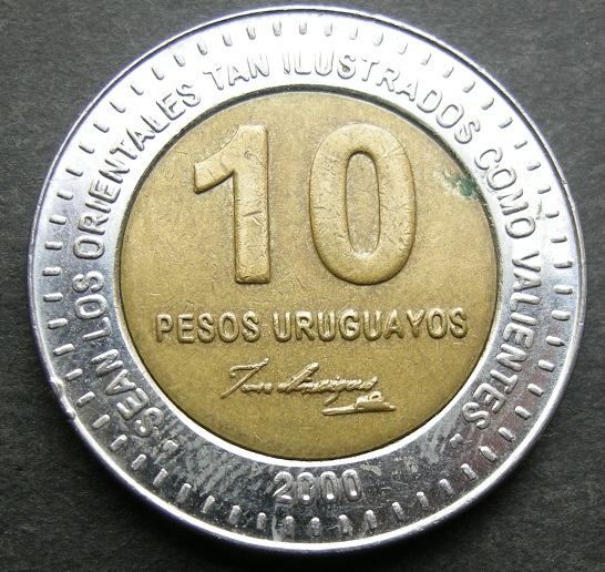 URUGUAY 10 PESOS URUGUAYOS 2000