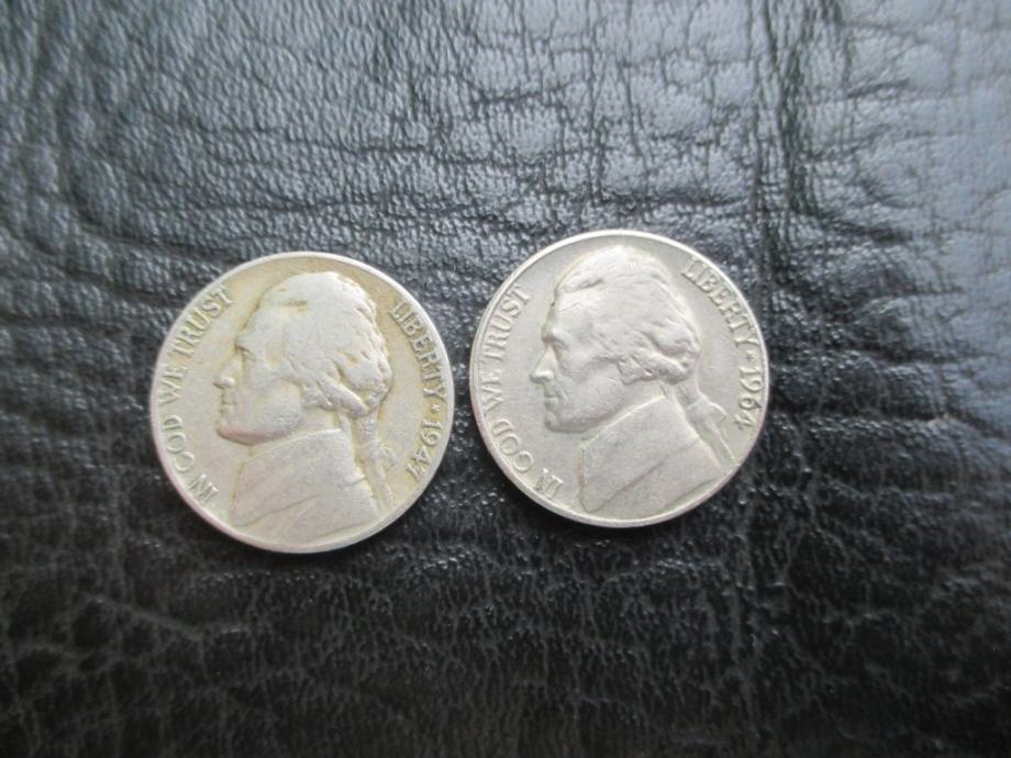 USA - Amerika - 5 cents - 1947 i 1964 - Jefferson / Monticello