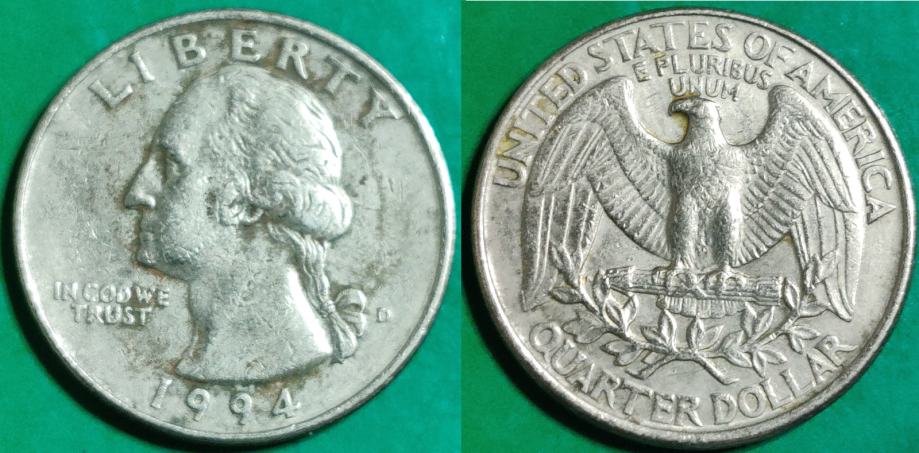 USA ¼ dollar, 1994 Washington Quarter "D" - Denver ***/