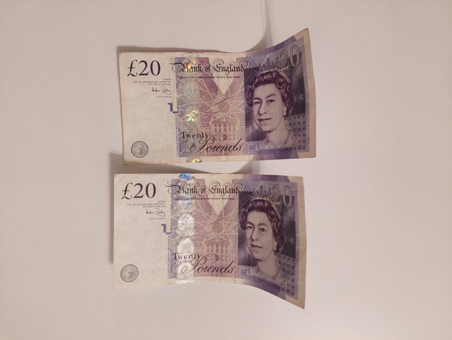 2 x 20 britanskih funti GBP stara Elizabeta
