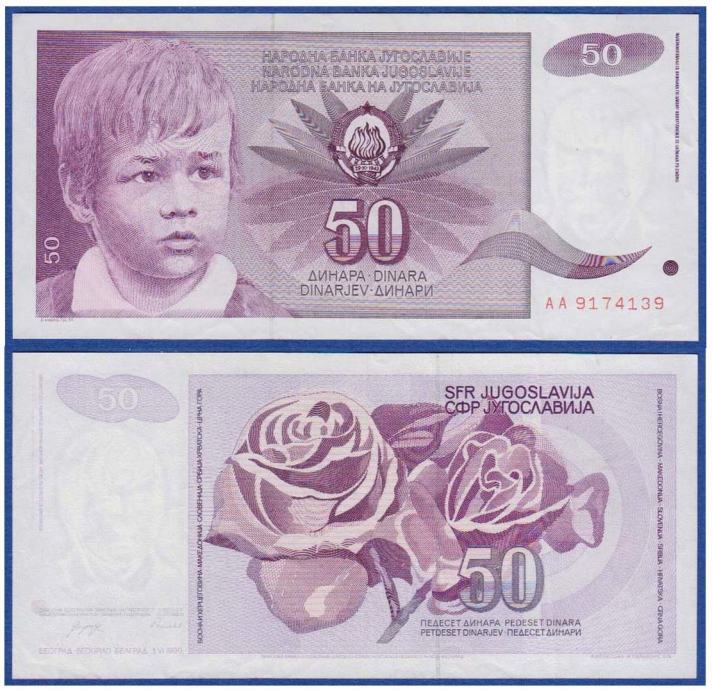 JUGOSLAVIJA YUGOSLAVIA 50 DINARA 1990