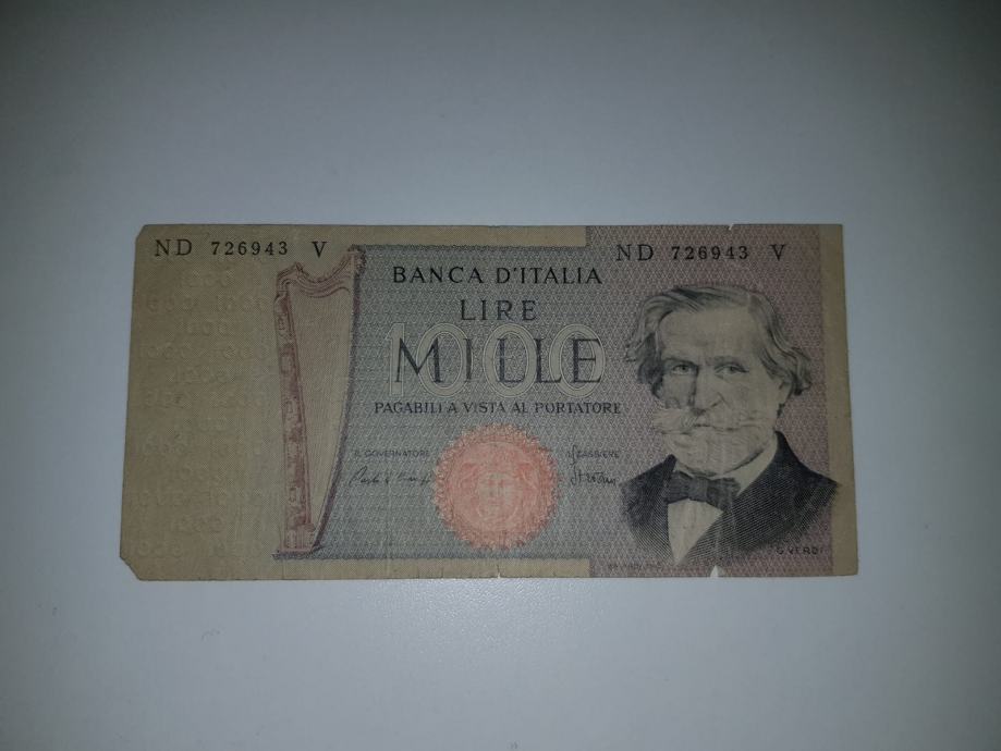 Novčanica 1000 talijanskih lira 1969.