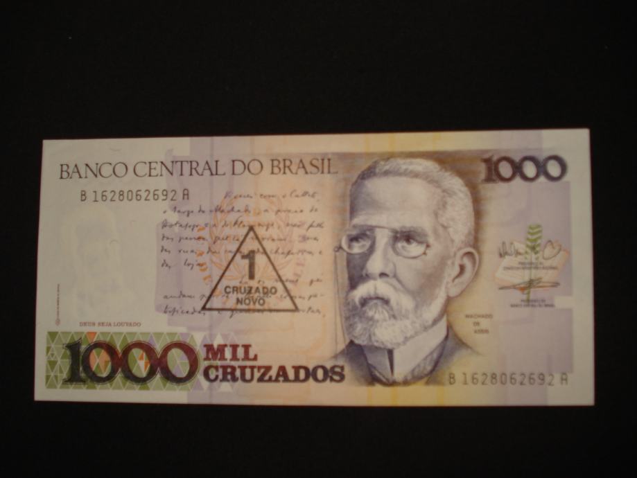 Novčanica-Brazil 1000 cruzeiros-1 crusado novo 1989 UNC