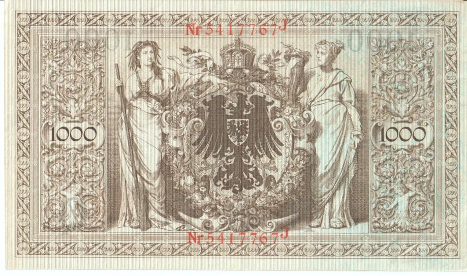 Reichsbanknote 1000 Mark roter Stempel 21. April 1910