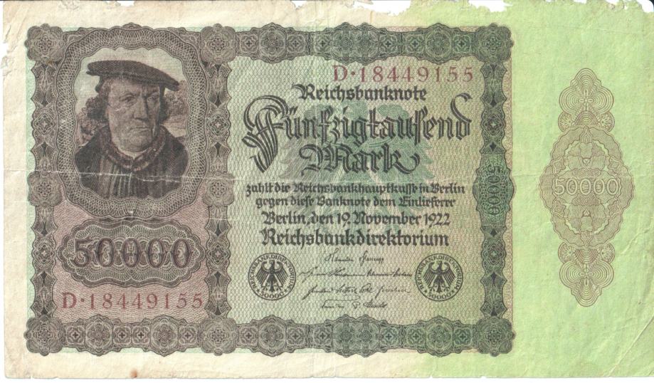 Reichsbanknote 50000 mark 1922 g