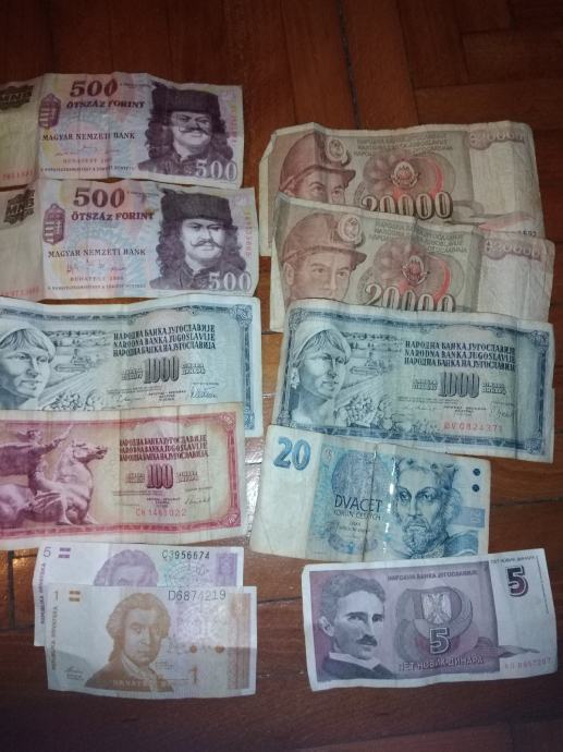 Stare novcanice dinara i drugih---2€\15kn za 1kom---