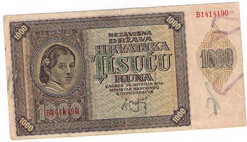 Novčanica 1000kn (kuna) - NDH - 26.svibnja 1941.