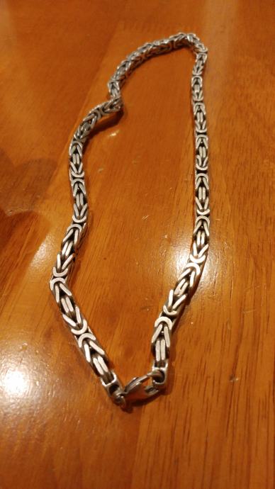 Srebrni lanac lančić, kraljevski vez, 93 grama, srebro 925