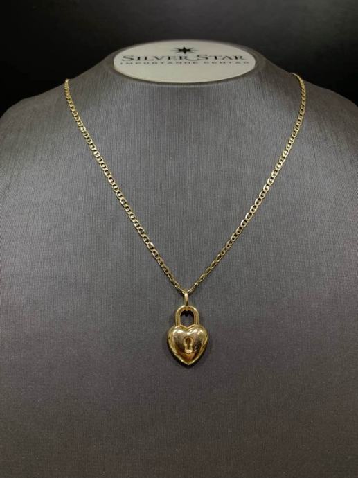 Zlatni lančić sa privjeskom u obliku srca 585 •NOVO - Silver Star