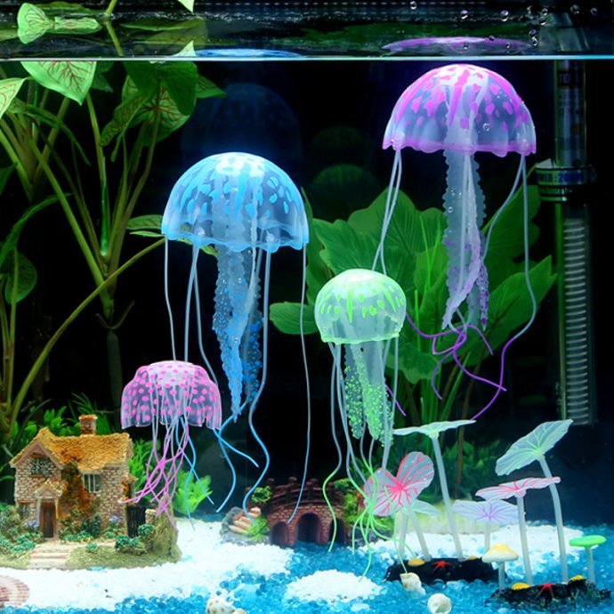 Meduza za akvarij, svijetli u mraku. imitira pokrete živih, u bojama