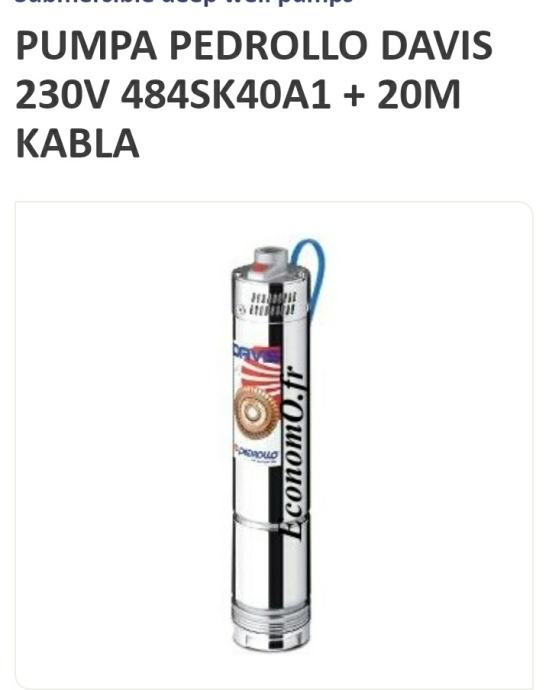 Dubinske Bunarske Pumpe Pumpa Pedrollo DAVIS 230V 0 75kW 20m Kabla