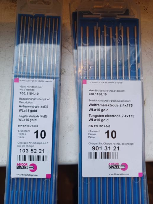 Abicor Binzel Schweißelektroden 2,4 Mm Wolfram, 175 Mm Länge - 10 Stück Im Set, Lila