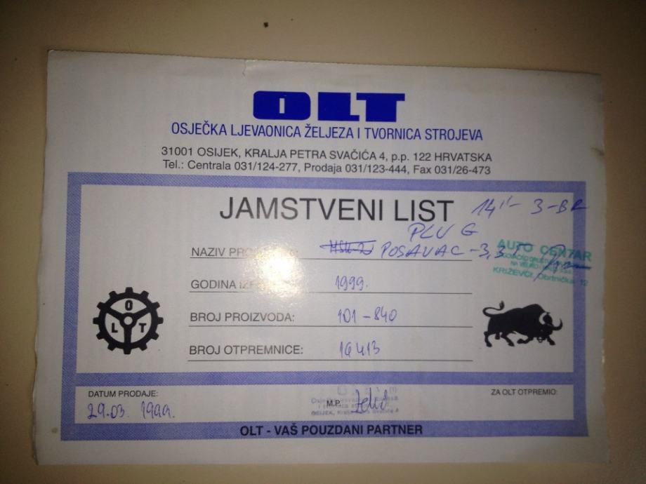 Plug Posavac Trobrazni plug OLT Posavac 3.35 14