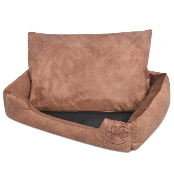 Krevet za pse s jastukom PU umjetna koža veličina L Bež - NOVO
