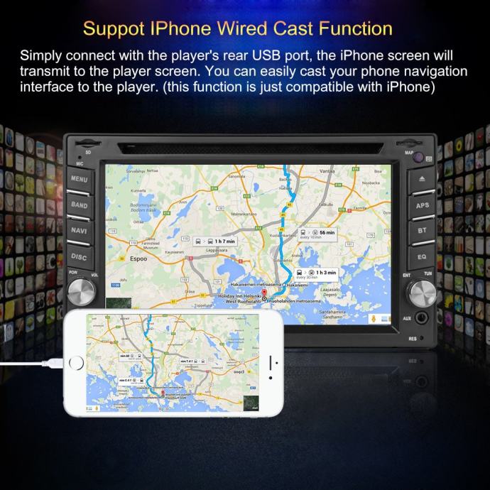 6.2 2DIN Car Stereo DVD HD Player Receiver MP5 Player FM Radio iPhone