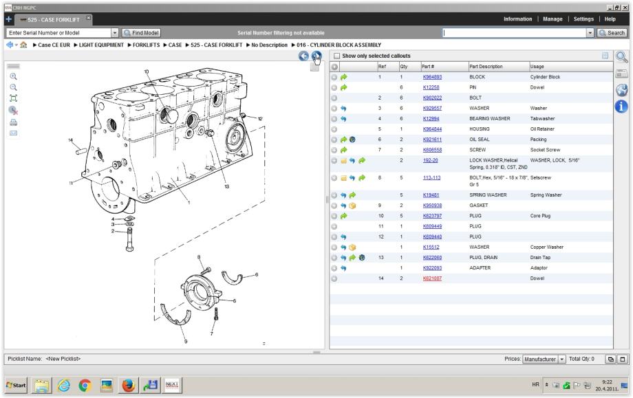 CASE katalog dijelova za CASE radne strojeve