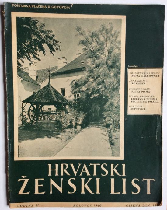 HRVATSKI ŽENSKI LIST, GODINA 2, 1940. BROJ 8,  ZAGREB
