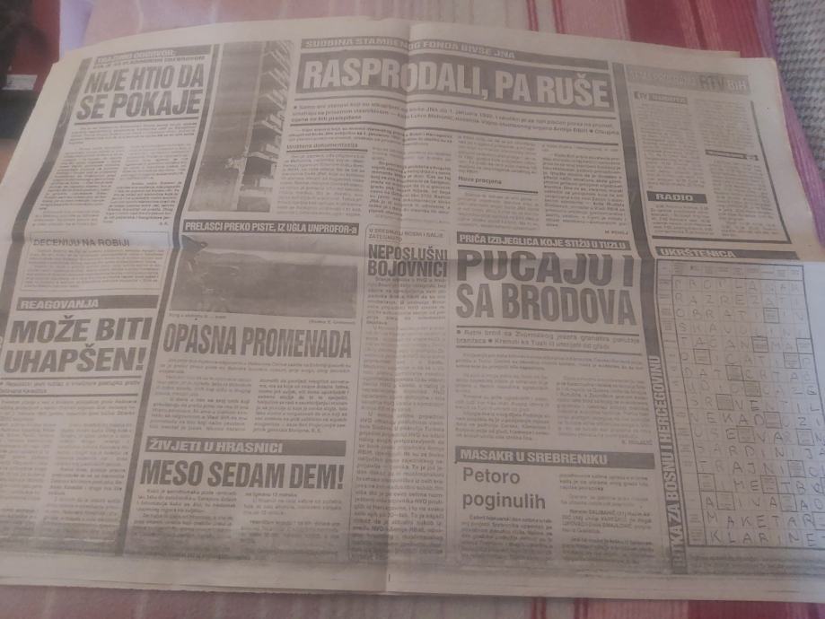 VECERNJE NOVINE RATNO IZDANJE 06 VELJACA 1993 GODINE RIJETKO